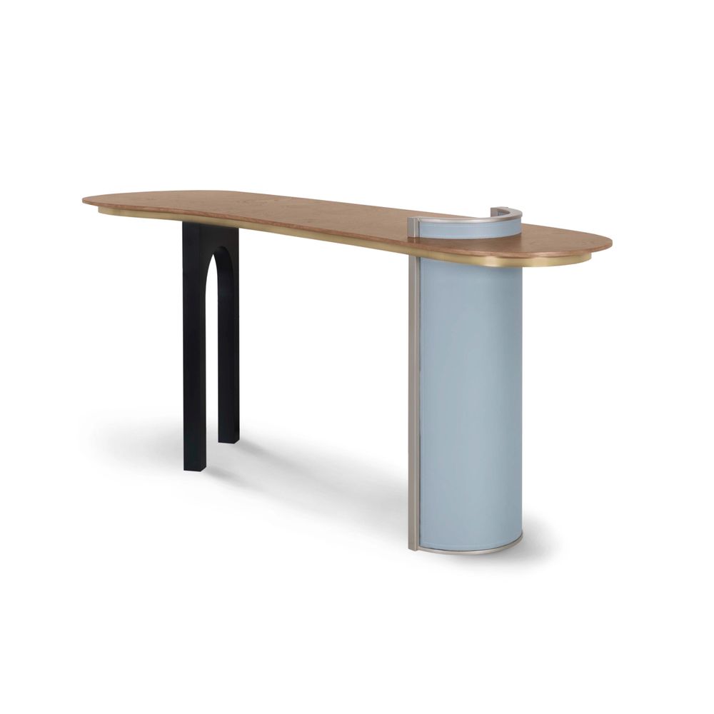 Console table - Modern Chiado Console Table, Blue Leather, Handmade in Portugal by Greenapple - GREENAPPLE DESIGN INTERIORS