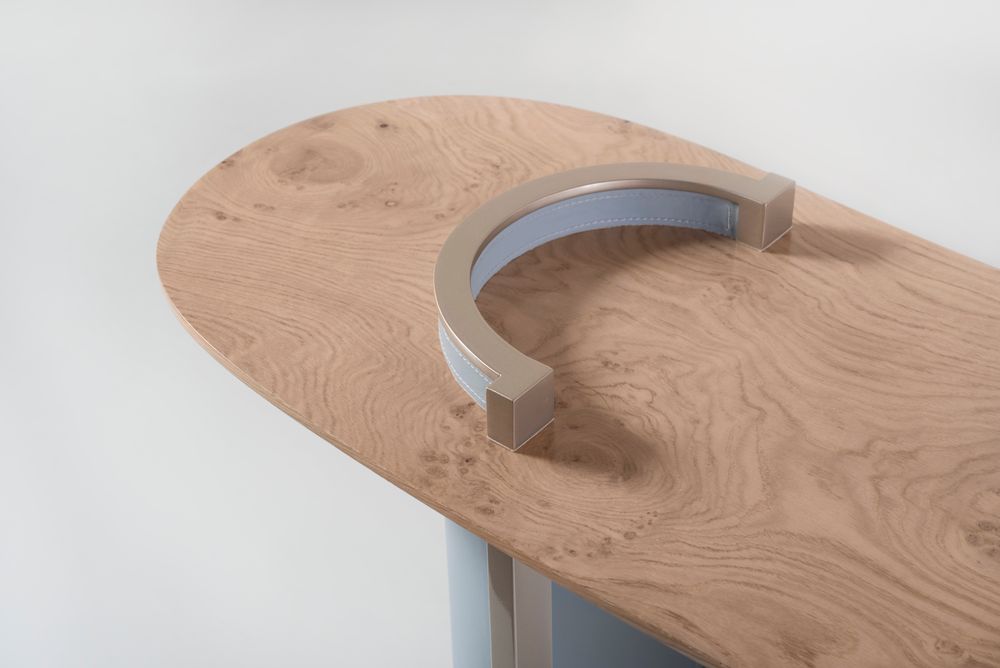 Console table - Modern Chiado Console Table, Blue Leather, Handmade in Portugal by Greenapple - GREENAPPLE DESIGN INTERIORS