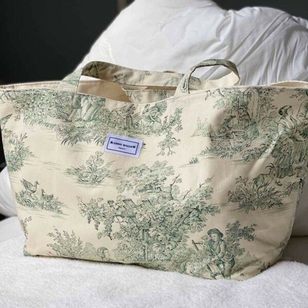 Bags and totes - Toile de Jouy green tote bag - Alphonse - L'ATELIER DES CREATEURS