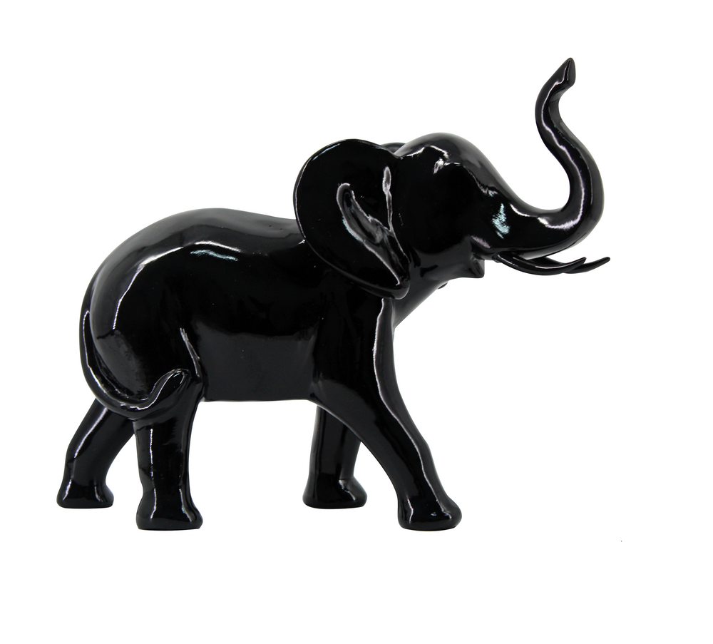Sculptures, statuettes et miniatures - STATUE ELEPHANT NOIR LAQUE 32X14X26CM - EMDE