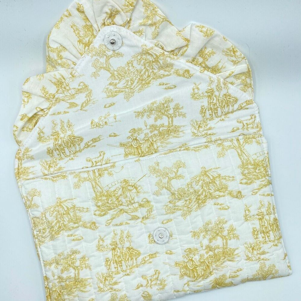 Clutches - Yellow Toile de Jouy Pouch - L'ATELIER DES CREATEURS