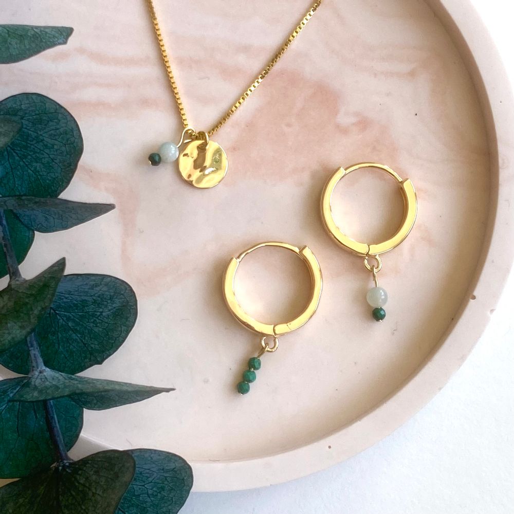 Jewelry - Earrings gilded with fine gold and natural stones. - NAO JEWELS