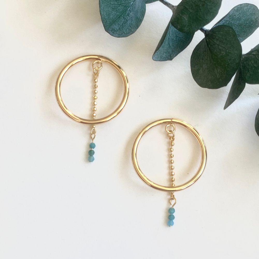 Bijoux - Boucles d'oreilles dorées à l'or fin et pierres naturelles.  - NAO JEWELS