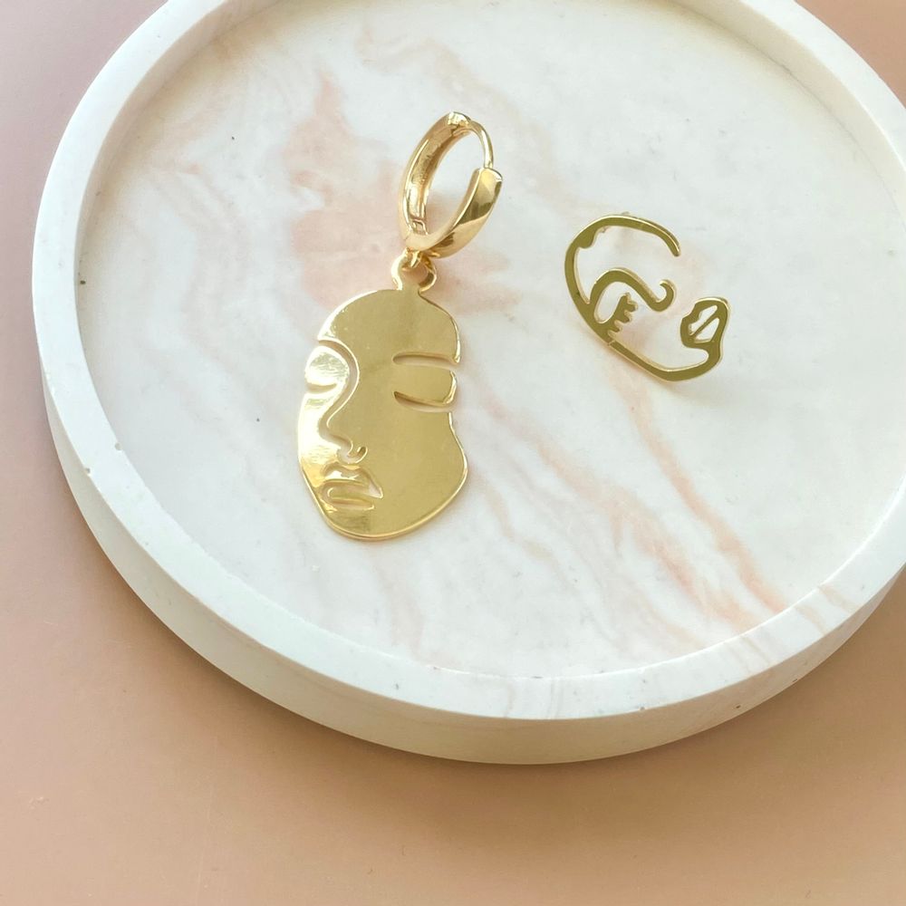 Jewelry - Asymmetric earrings gilded with fine gold. - NAO JEWELS