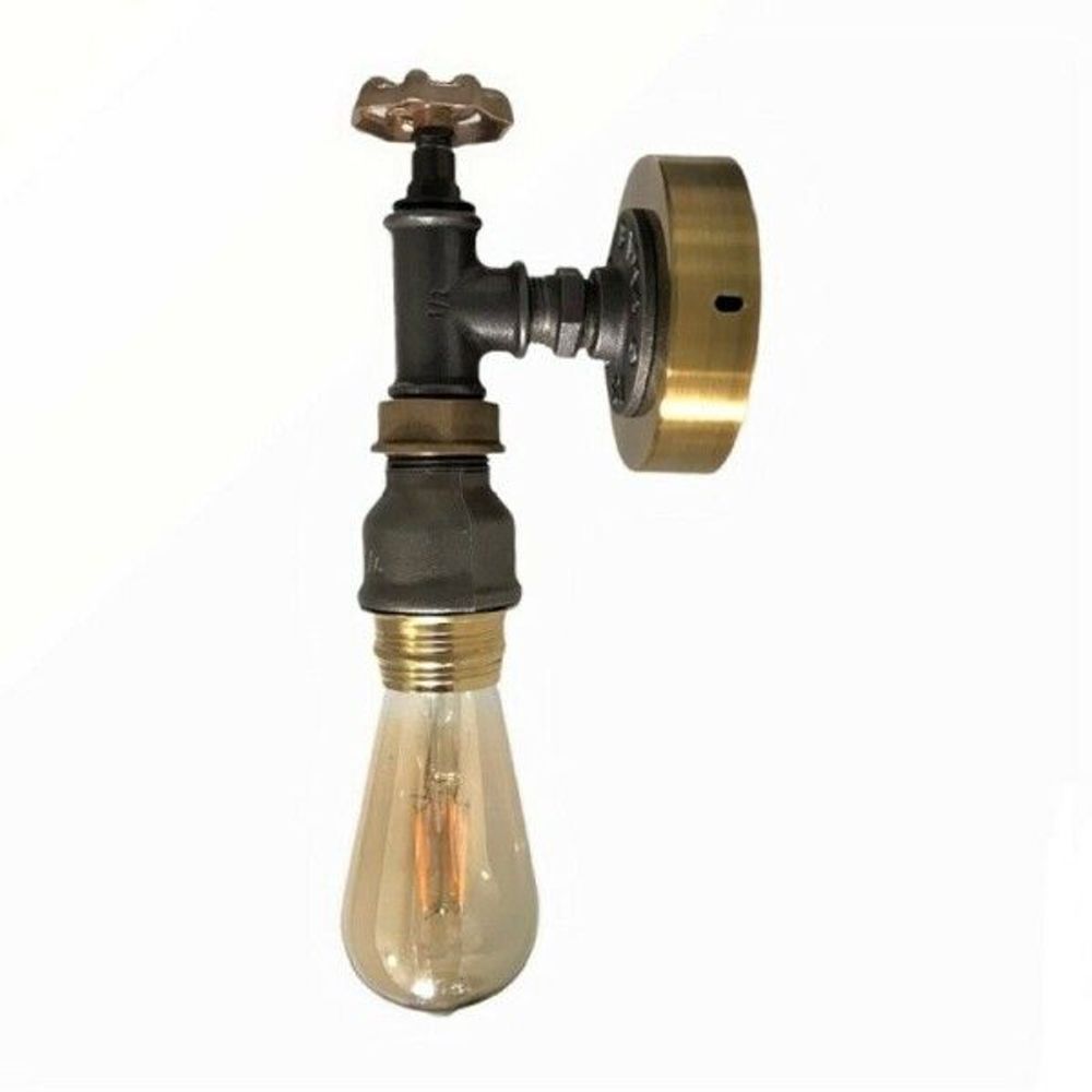 Table lamps - Vintage industrial style wall light in metal and brass - L'ATELIER DES CREATEURS