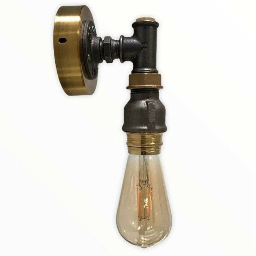 Table lamps - Vintage industrial style wall light in metal and brass - L'ATELIER DES CREATEURS