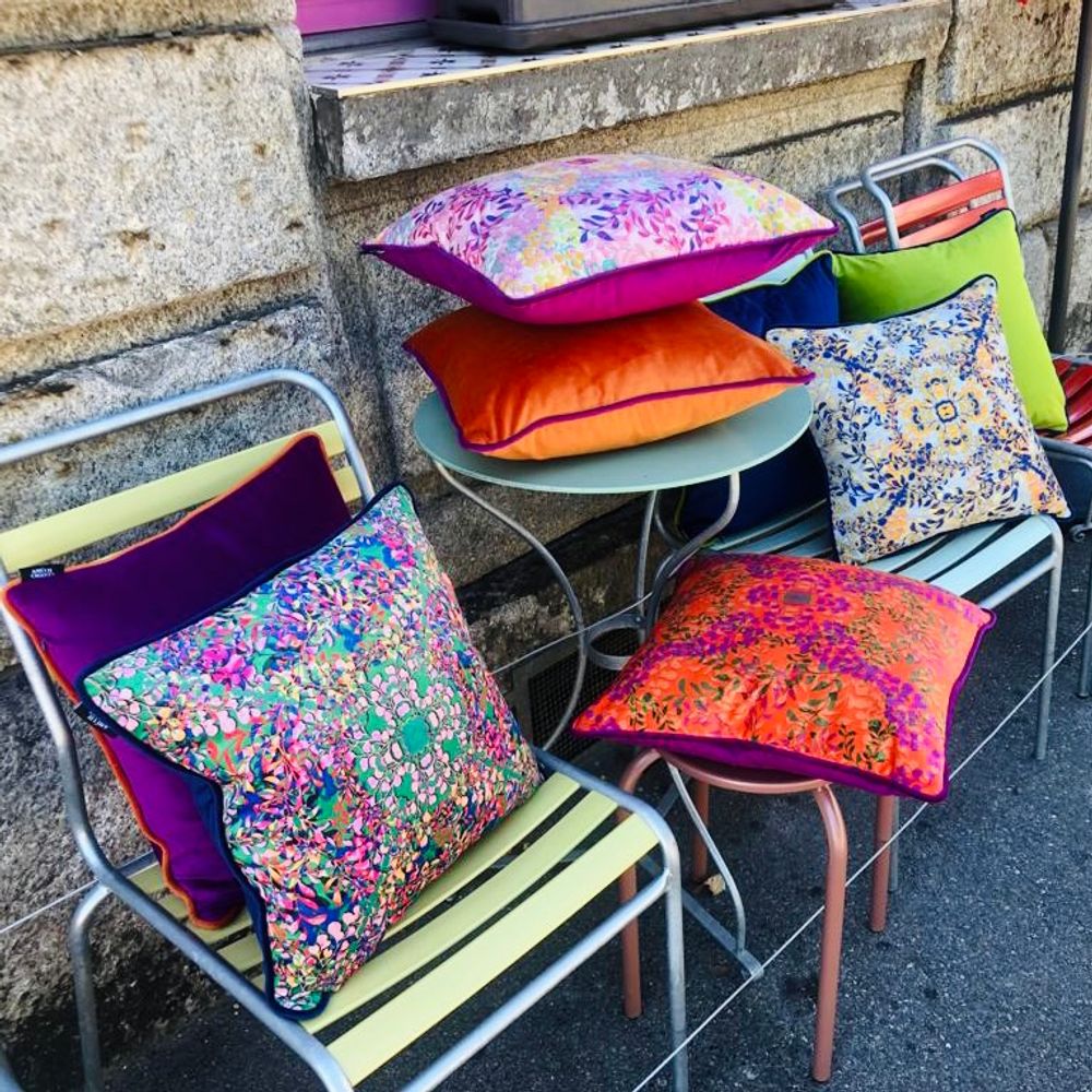Coussins - Coussin en velours "Printemps" - AMÉLIE CHOQUET