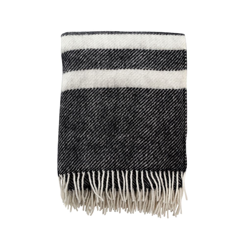 Throw blankets - Gotland Stripe black, throw in 100 % Gotland wool - KLIPPAN YLLEFABRIK AB
