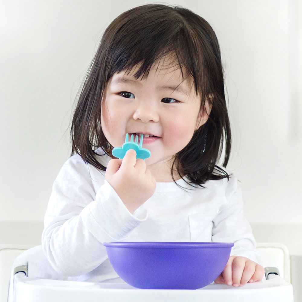 Repas pour enfant - Couverts ergonomiques avec manche court et colerette de protection - BABIREVA