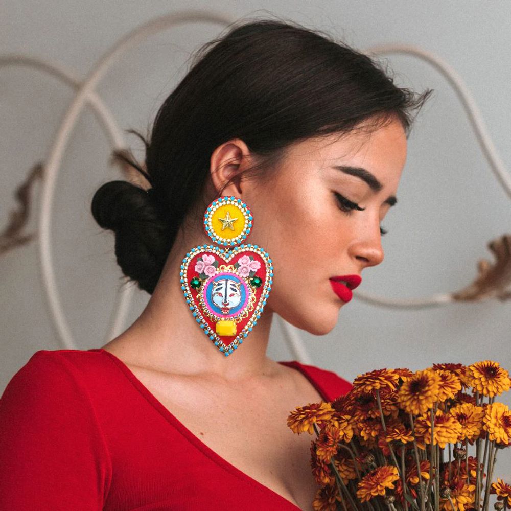 Bijoux - BIJOUX : boucles d'oreille fait main " blue heart " / fait main en France - MOUCHKINE JEWELRY