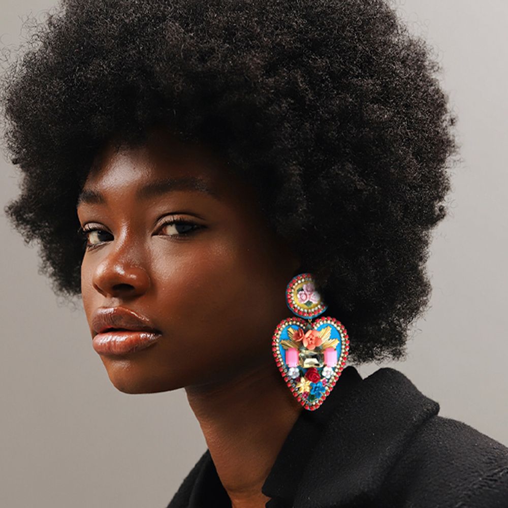 Bijoux - BIJOUX : boucles d'oreille fait main " blue heart " / fait main en France - MOUCHKINE JEWELRY