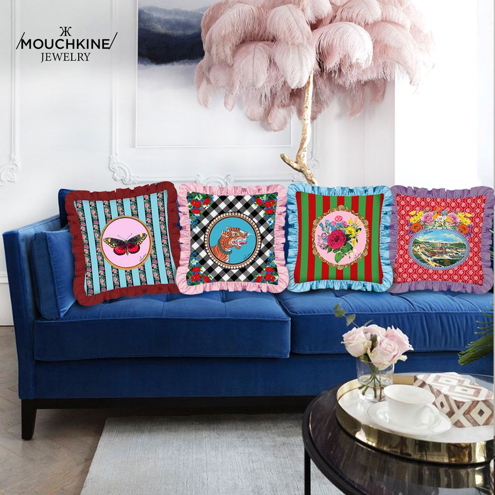 Coussins textile - housse de coussin en velours Paon - MOUCHKINE JEWELRY
