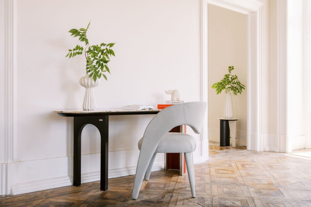 Chairs - Modern Laurence Dining Chairs, Greyish-Green Leather, Handmade by Greenapple - GREENAPPLE DESIGN INTERIORS
