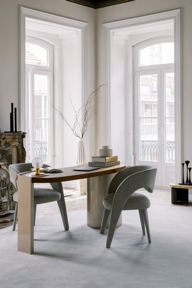 Chairs - Modern Laurence Dining Chairs, Greyish-Green Leather, Handmade by Greenapple - GREENAPPLE DESIGN INTERIORS