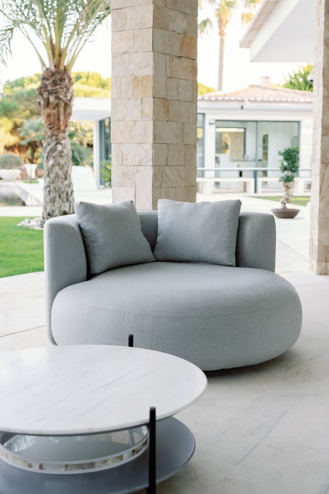 Sofas - Greenapple Chaise Longue, Twins Outdoors Chaise, Sunbrella Grey, Handmade in Portugal - GREENAPPLE DESIGN INTERIORS
