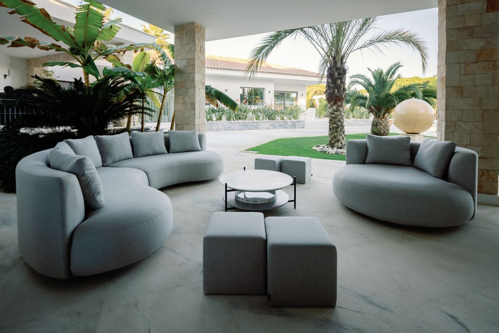Sofas - Greenapple Chaise Longue, Twins Outdoors Chaise, Sunbrella Grey, Handmade in Portugal - GREENAPPLE DESIGN INTERIORS
