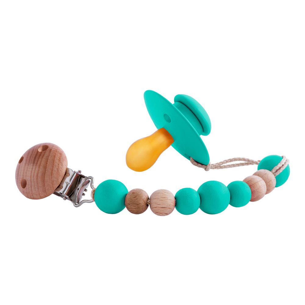 Accessoires pour puériculture - Tetine 100% naturelle en bois & caoutchouc pur | Collection Colorfull : Vert d'eau - TOTOTE