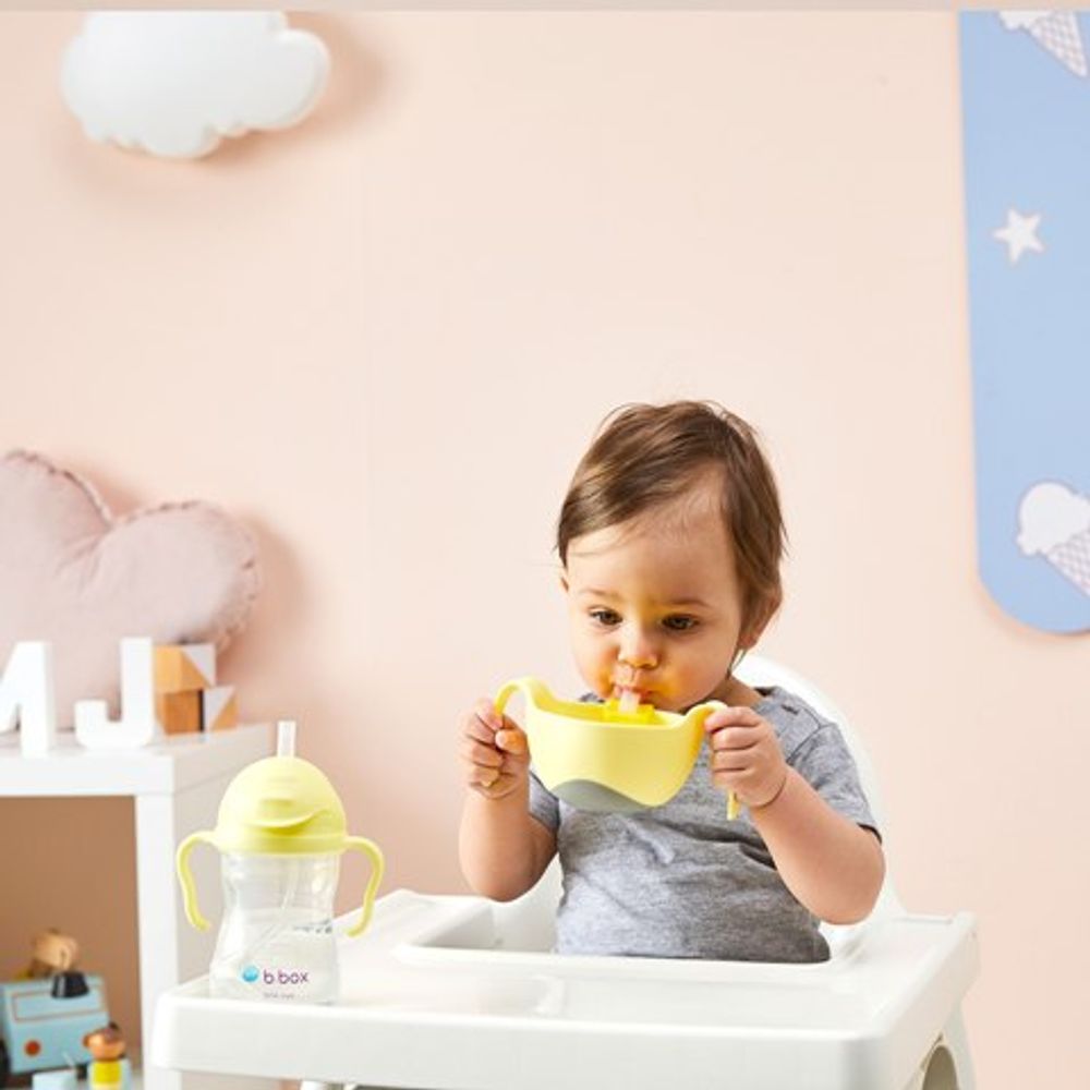 Children's mealtime - 3 in 1 kids bowl with removable straw system and snack lid - 6 months+ - BABIREVA