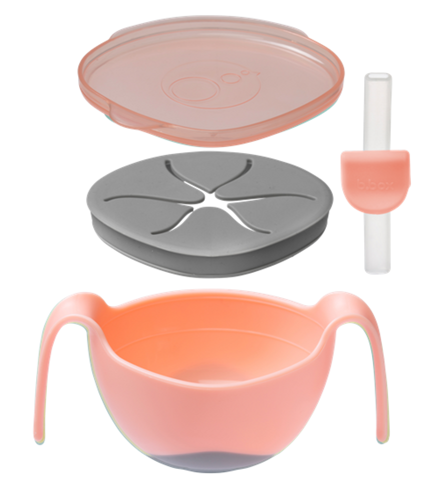 Children's mealtime - 3 in 1 kids bowl with removable straw system and snack lid - 6 months+ - BABIREVA