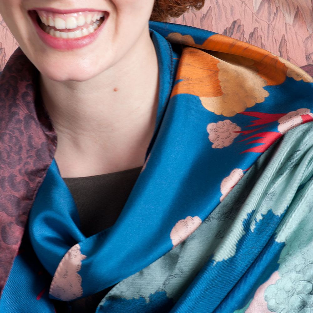 Gifts - Silk twill scarves, “Volcans” collection plum sky - two sizes - artist's scarf - CÉLINE DOMINIAK
