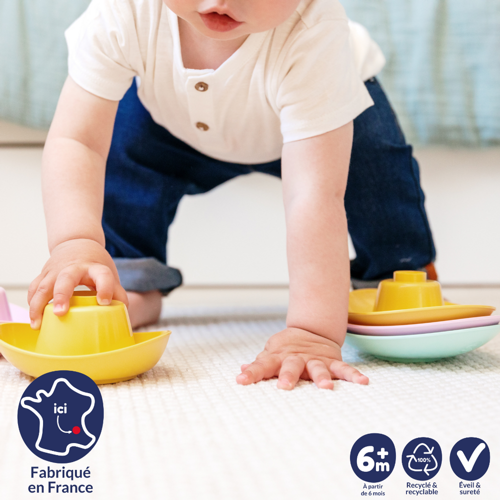 Accessoires pour bain enfants  - COFFRET D'ÉVEIL - Trois jouets d'éveil fabriqués en France en plastique recyclé - LE JOUET SIMPLE