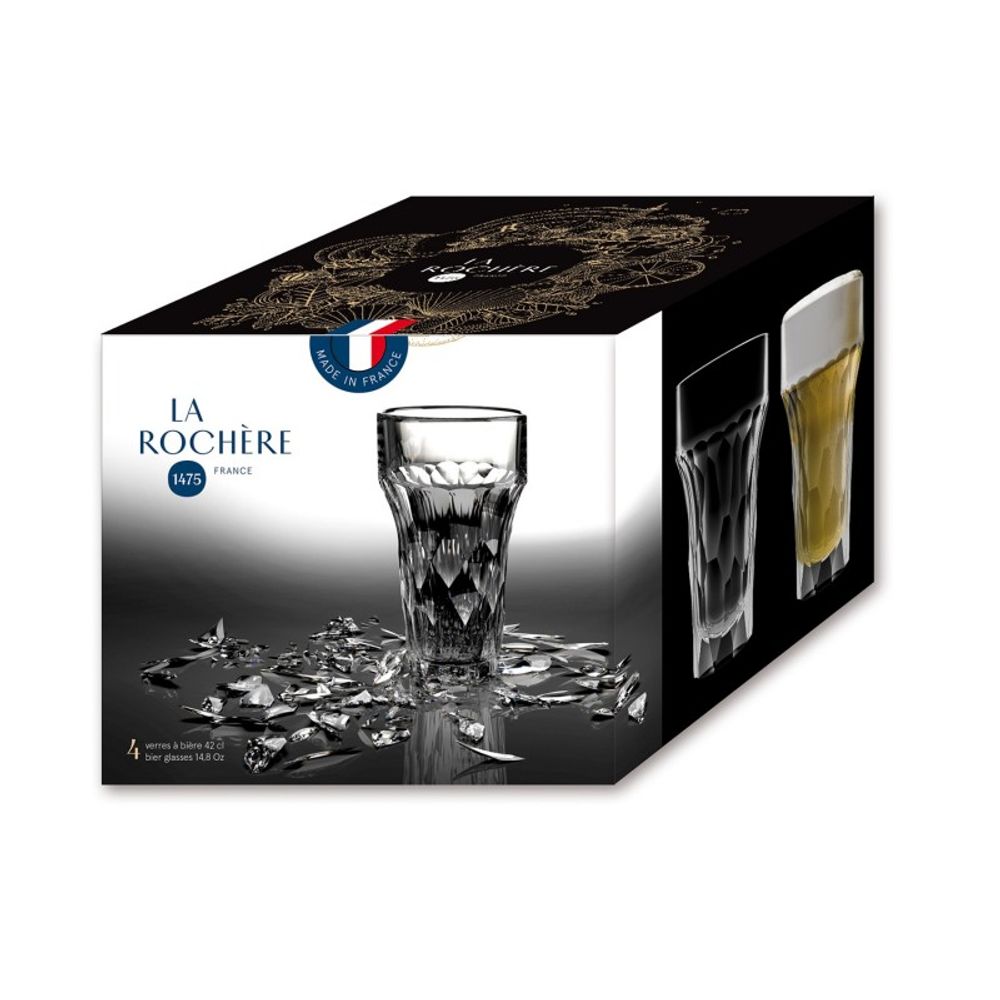 Glass - Set of 4 beer mugs - LA ROCHÈRE