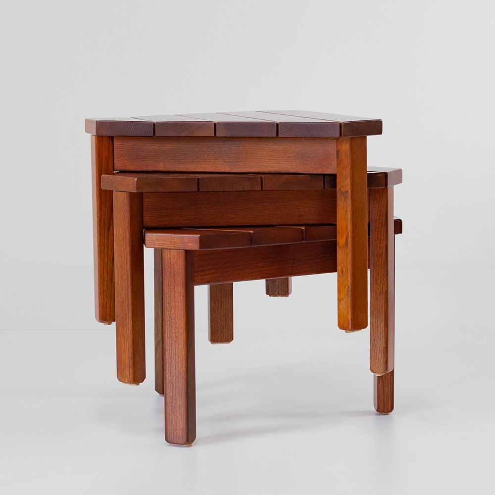 Coffee tables - T502 stackable black locust table. - AZUR CONFORT