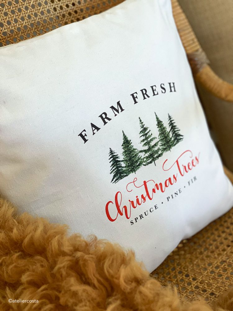 Autres décorations de Noël - Coussins Noël "Farm fresh" blanc - ATELIER COSTÀ