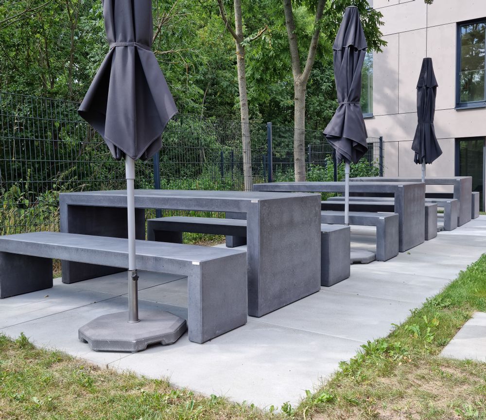 Tables Salle à Manger - Combinaison table-banc intemporelle en béton véritable - CO33 EXKLUSIVE BETONMÖBEL