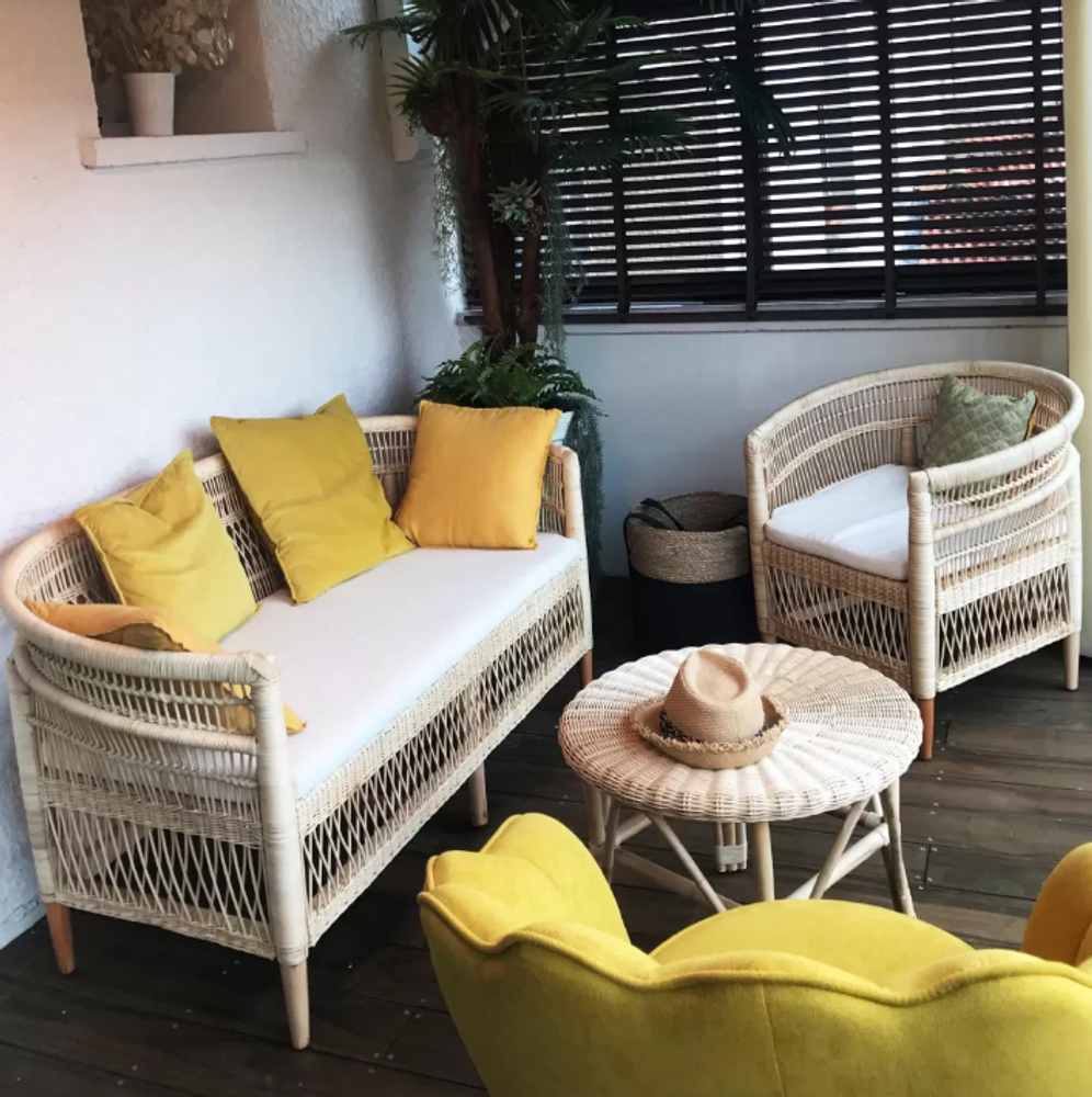 Coffee tables - Vintage rattan round coffee table - Eria - HYDILE