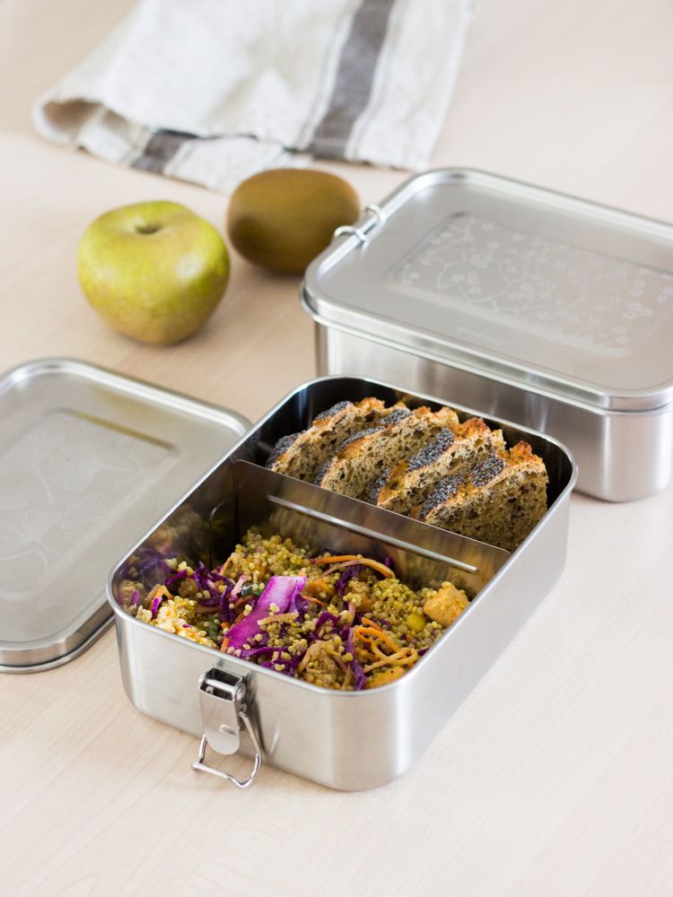 Plats et saladiers - Boite repas inox YUMMY / DRUMMY /FOODY (inox micro-ondable) - GASPAJOE