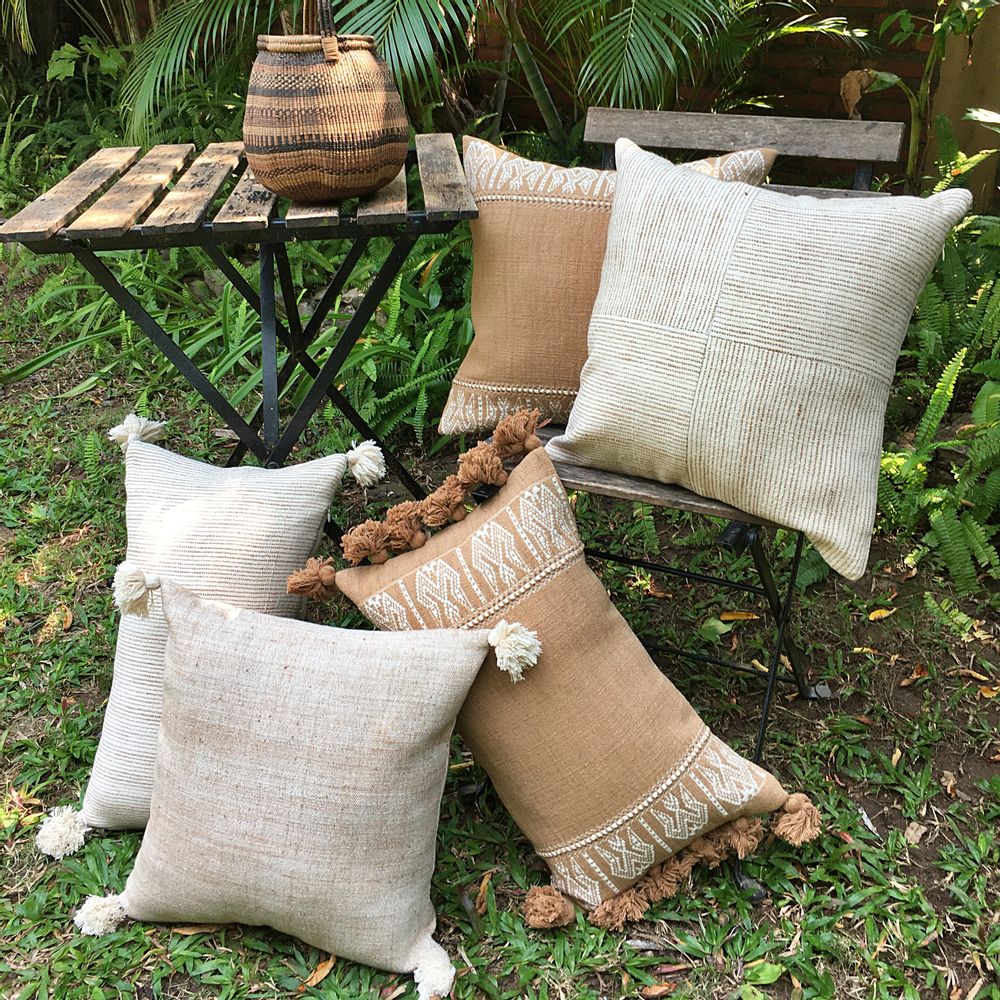 Fabric cushions - Tai Lue Pinstripe Four Panel Cushion Cover - 40 x 40 cm - TRADITIONAL ARTS AND ETHNOLOGY CENTRE (TAEC)