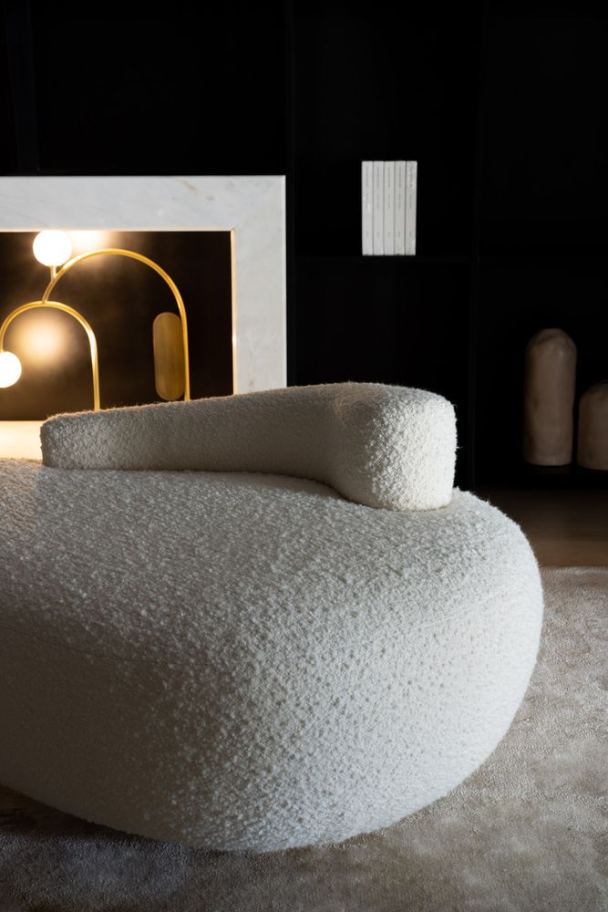 Canapés - Chaise Longue Greenapple, Chaise Longue Conchula, Bouclée Beige - GREENAPPLE DESIGN INTERIORS