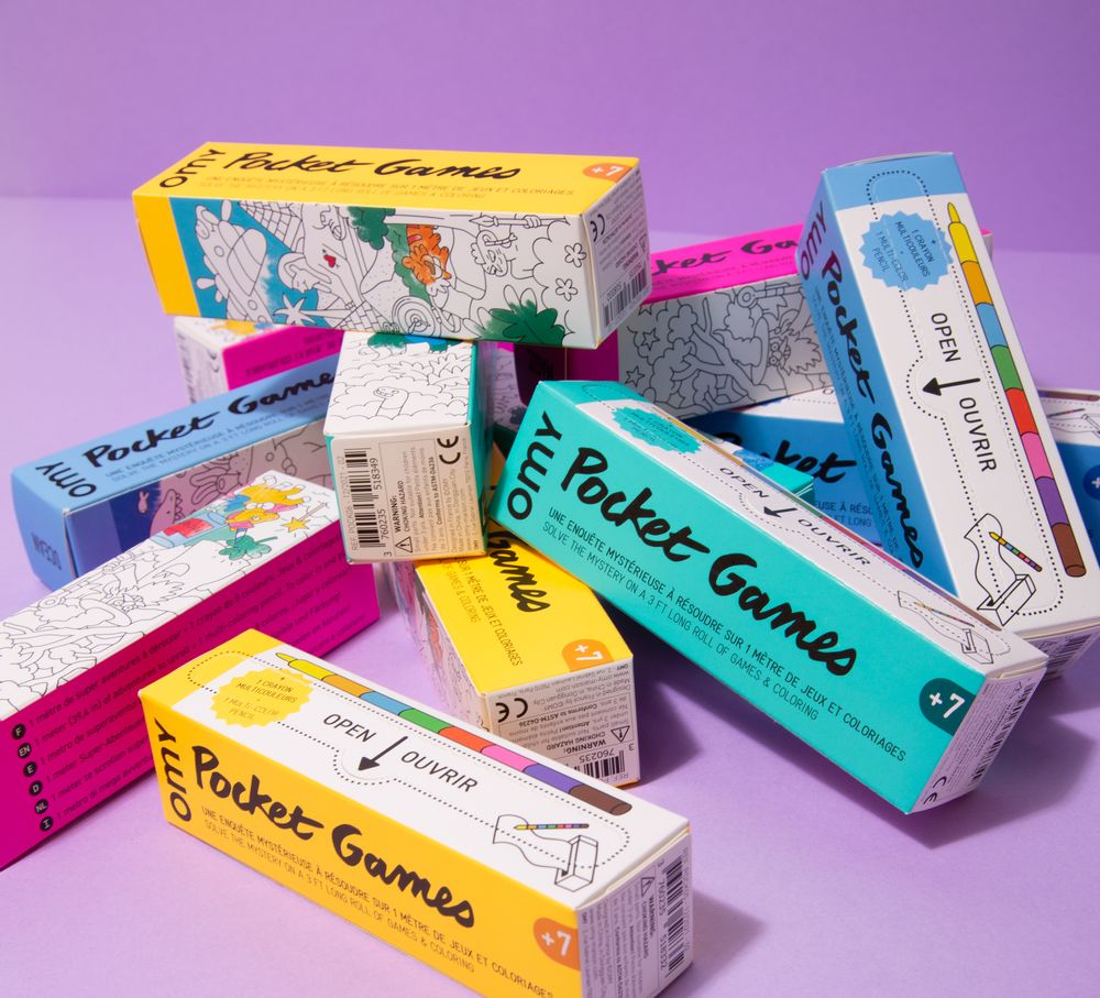 Loisirs créatifs pour enfant - ASSORTIMENT DE 24 POCKETS GAMES + 1 DISPLAY - OMY