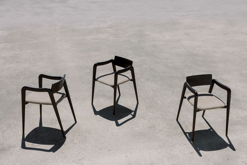 Chairs - Modern Anjos Dining Chairs, Light-Brown Leather, Handmade by Greenapple - GREENAPPLE DESIGN INTERIORS