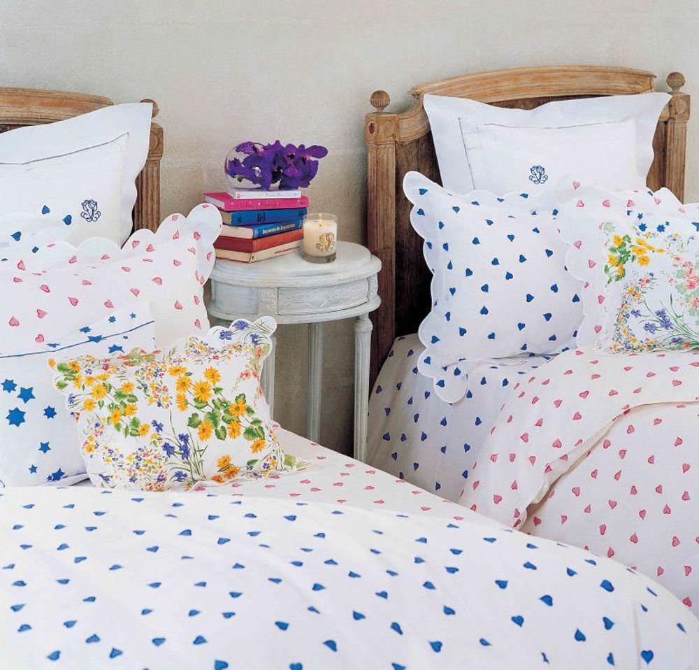Linge de lit - Housse de couette COEURS BLEU - D.PORTHAULT