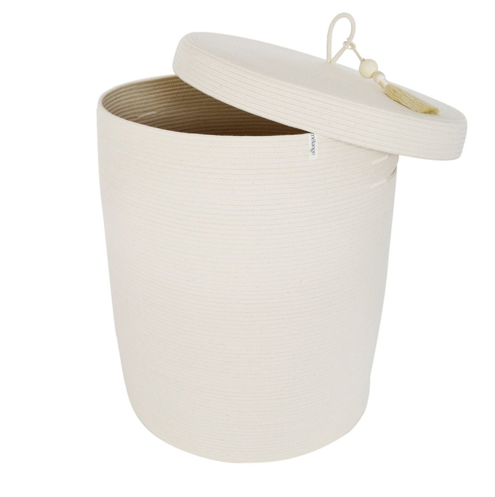 Objets design - Panier à linge avec couvercle - Ivoire - MIA MÉLANGE