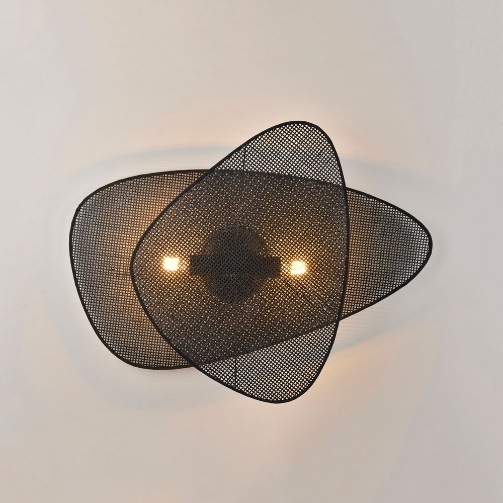 Wall lamps - 2-light SCREEN black Canework wall light - MARKET SET
