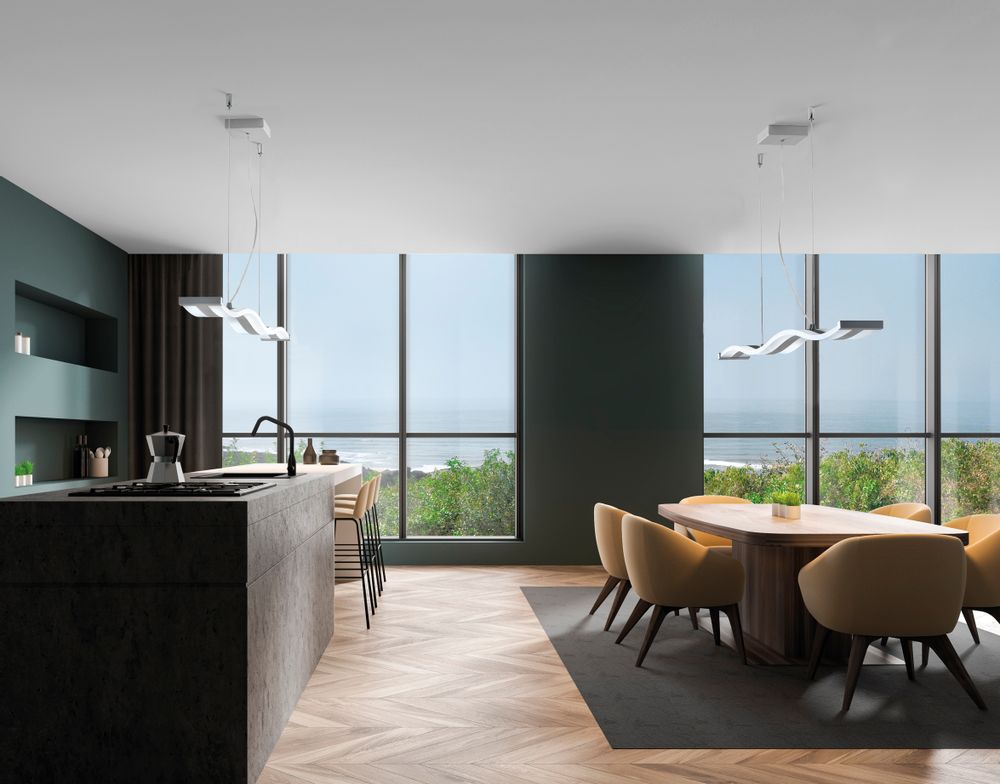 Hanging lights - Pendant light/ONDA S/White/120x9,5 cm/Cable 150 cm/Variation/50W/3000-4000°K - SEEREP
