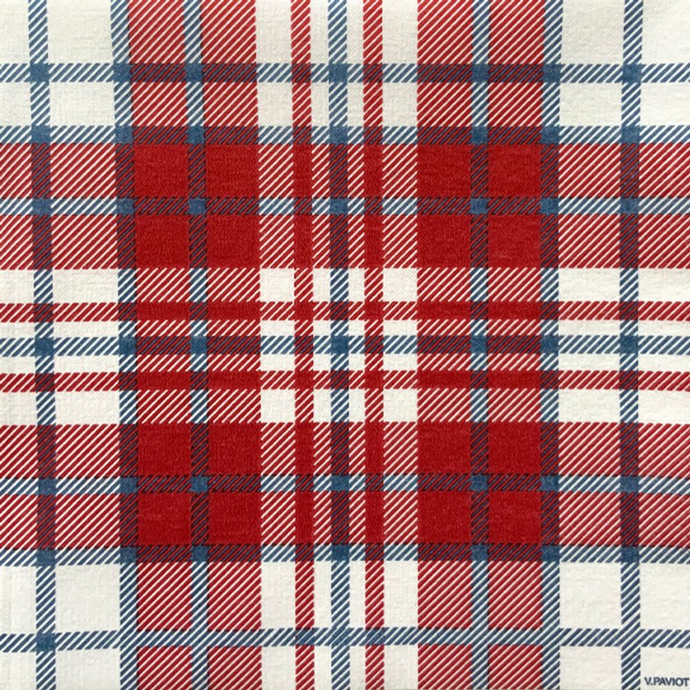 Objets de décoration - Serviette Ecossais bleu - FRANÇOISE PAVIOT