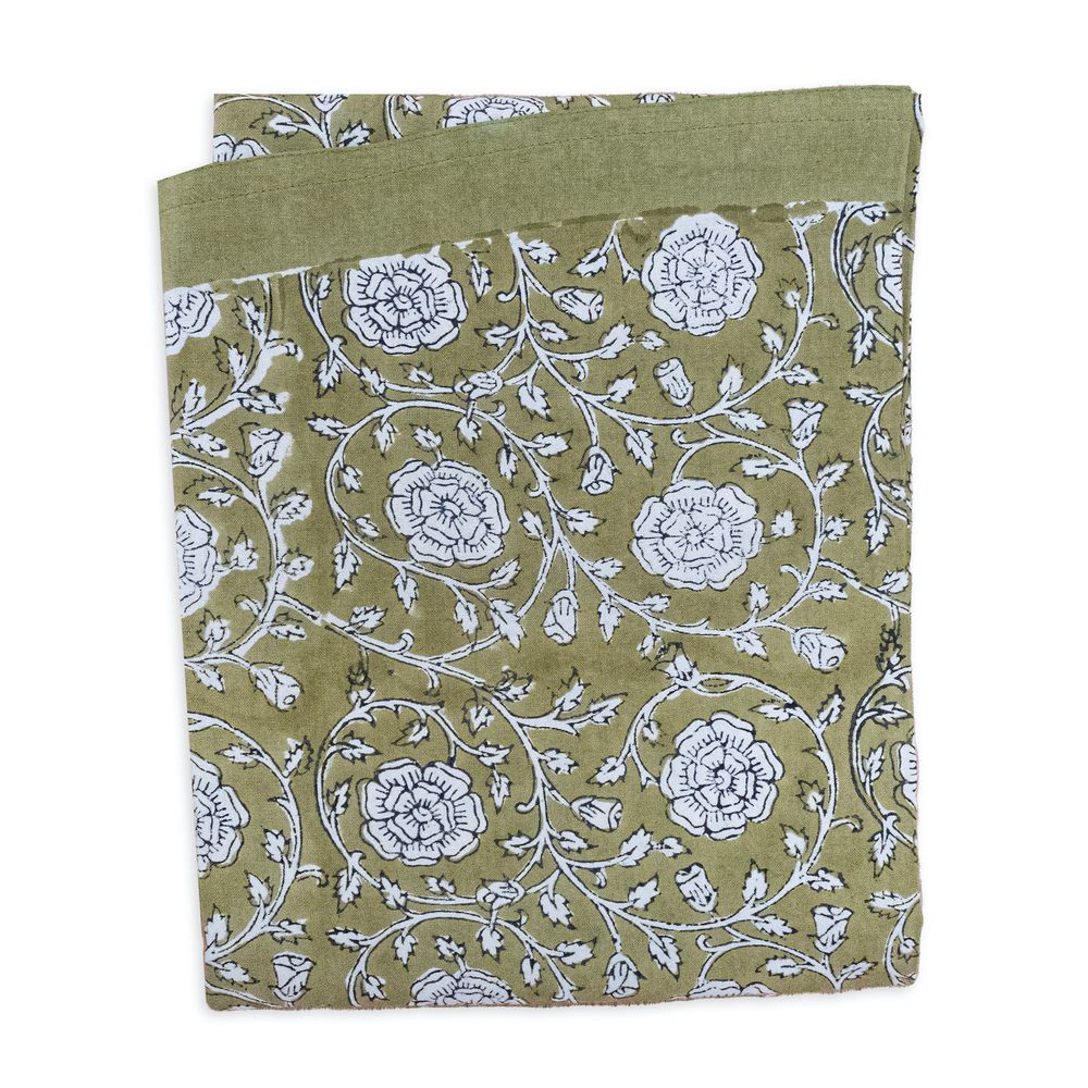 Table linen - BANNA - ROUND TABLECLOTH OLIVE - JAMINI BY USHA BORA