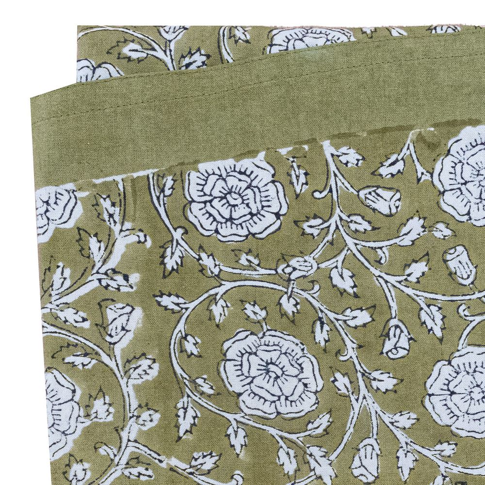 Table linen - BANNA - ROUND TABLECLOTH OLIVE - JAMINI BY USHA BORA