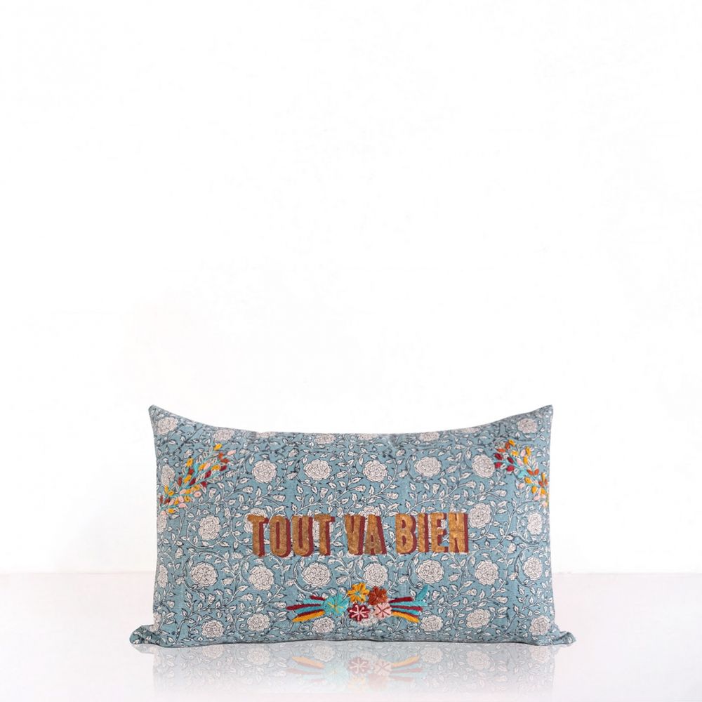 Fabric cushions - BANA - CUSHION COVER SEA GREEN - JAMINI BY USHA BORA