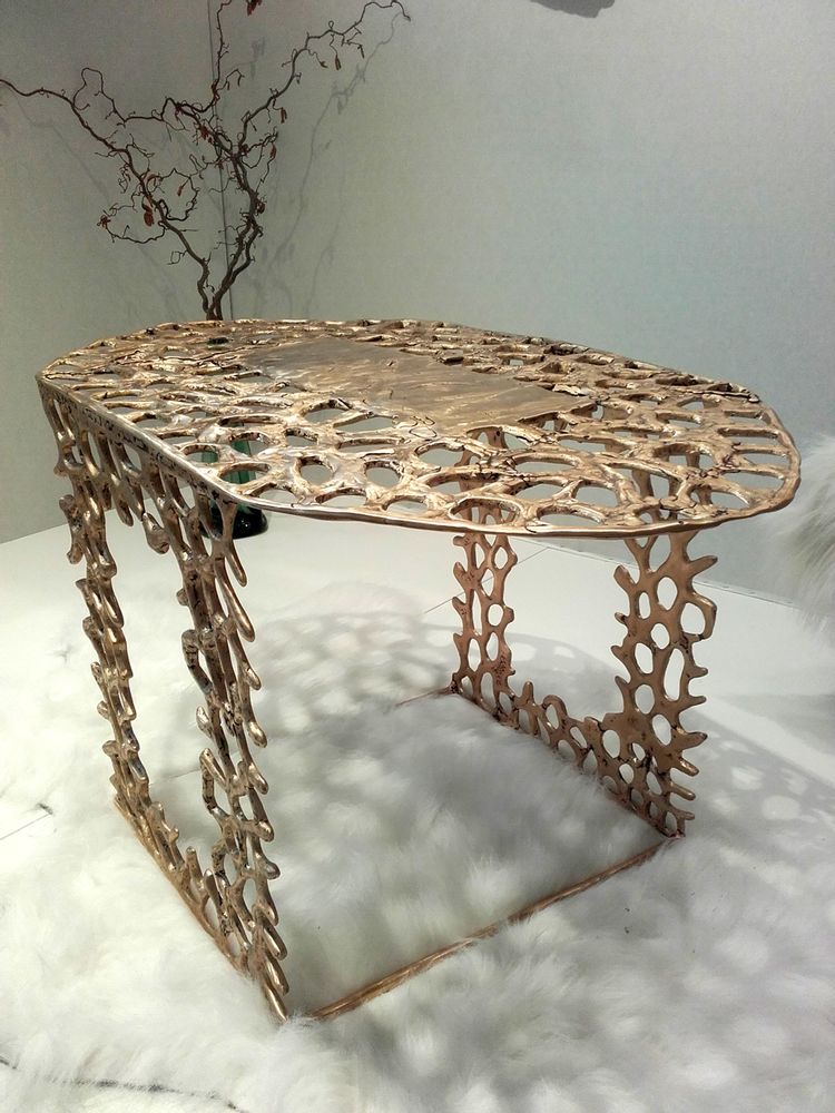Consoles - gde console Orga + sculpture murale half moon avec miroir - NICO TOURNAIRE