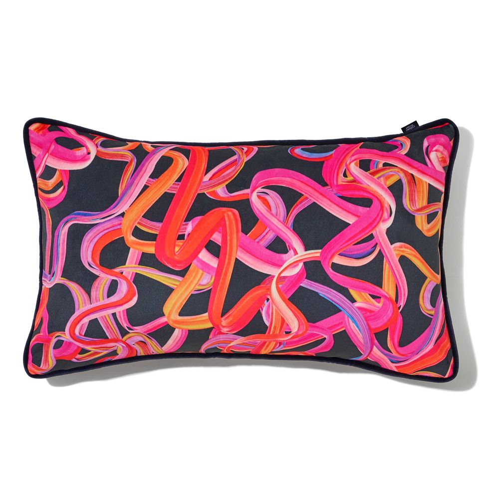 Coussins textile - Coussin en velours "Rubans" noir - AMÉLIE CHOQUET