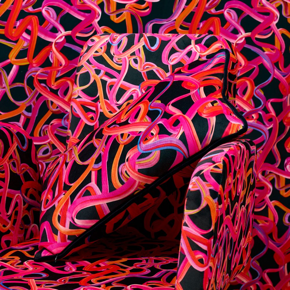 Coussins textile - Coussin en velours "Rubans" noir - AMÉLIE CHOQUET