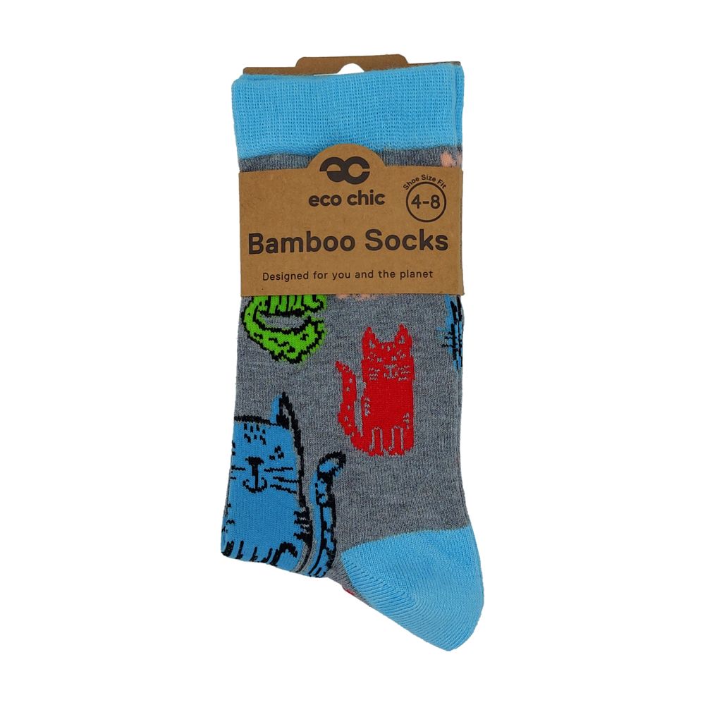 Socks - Grey Cats Bamboo Sock - ECO-CHIC