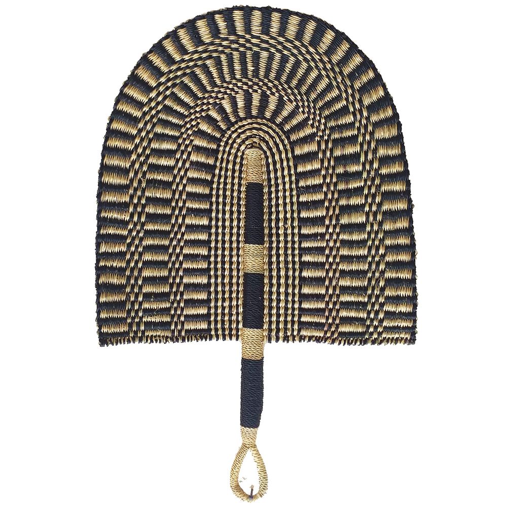 Other wall decoration - Large Black and Natural Checkered Fan - ALL ACROSS AFRICA + KAZI