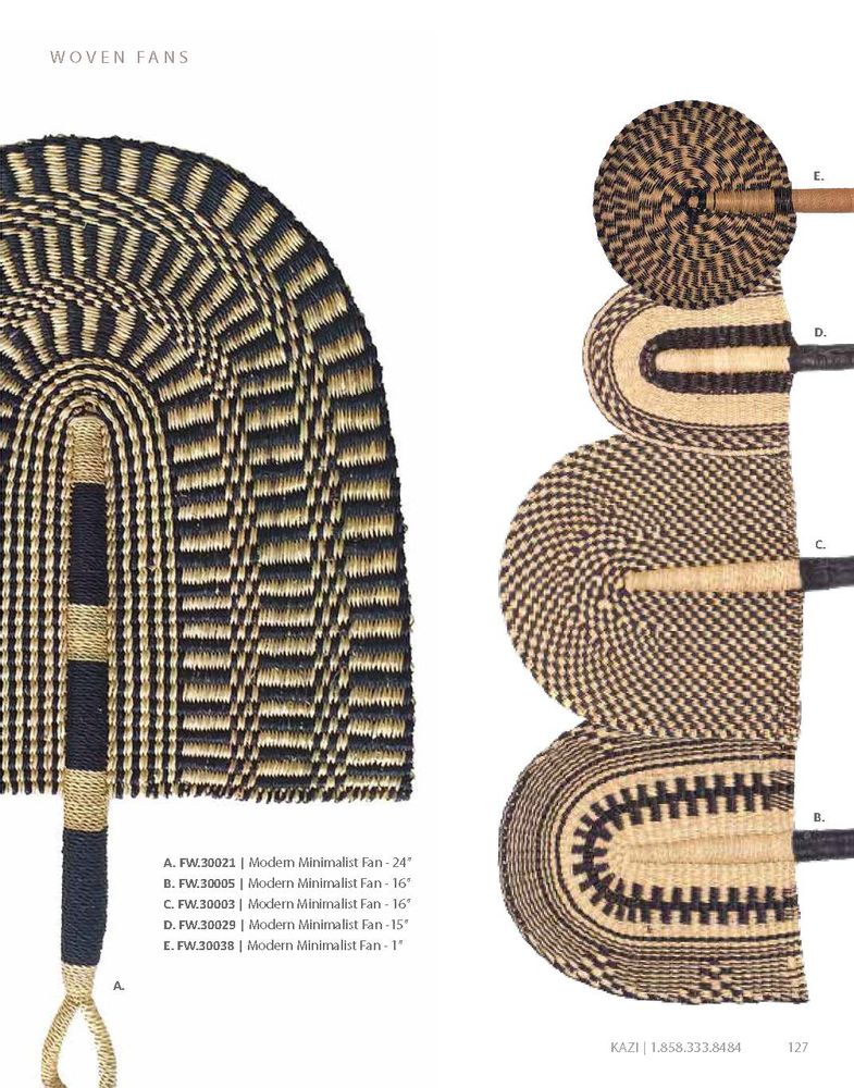 Other wall decoration - Large Black and Natural Checkered Fan - ALL ACROSS AFRICA + KAZI