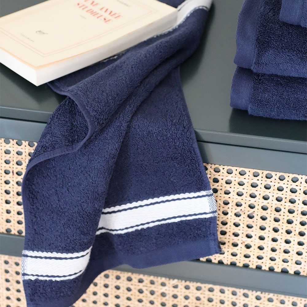 Serviettes de bain - Drap de douche Grand Hôtel Coton Bio Bleu Marine - LA MAISON JEAN-VIER